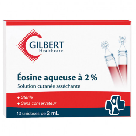 Eosine aqueuse 2% 10 unidoses de 2 ml - Laboratoires Gilbert