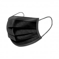 Masque chirurgical Noir 3 plis à élastiques - Type II - Boîte de 50 masques