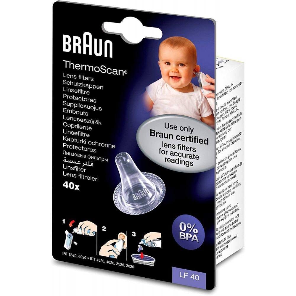 LTS FAFA 100pcs Embouts pour Braun ThermoScan thermomètre auriculaires,  capuchons couvre filtres de sonde de rechange lentilles de Protection