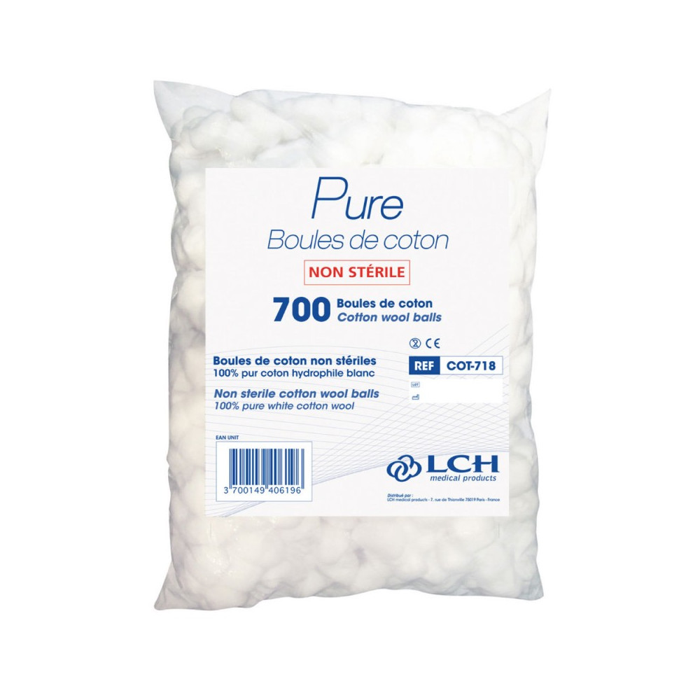 Boules de coton hydrophile 0,4-0,5g Robé Médical - Sachet de 500