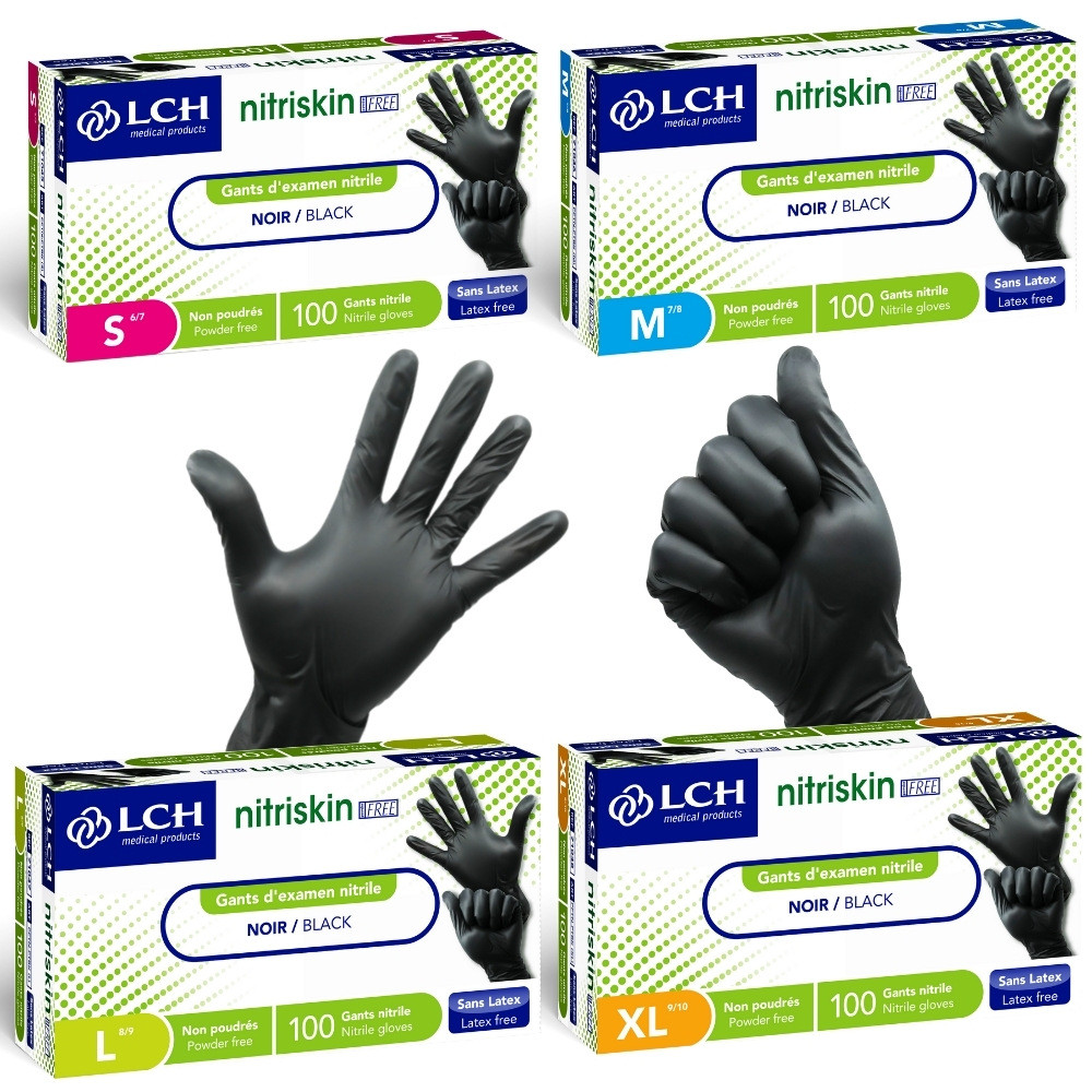 Boîte De 50 Gants En Nitrile Noir Sans Poudre Taille S - Épais Et Résistants Pour Une Protection Optimale