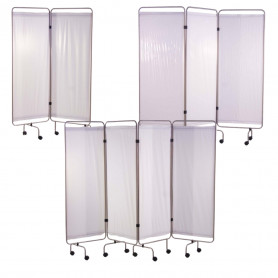 Paravents inox Holtex, 2, 3, 4 panneaux avec rideaux tendus blancs