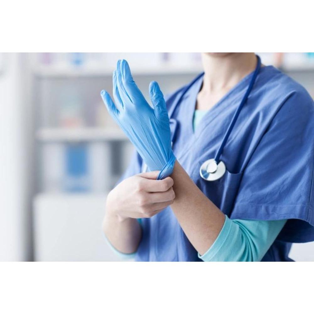 Gants médicaux en nitrile bleu moyen, 100 Count - Gants jetables sans latex  de qualité chirurgicale Gants en caoutchouc moyens (Guantes Desechables)
