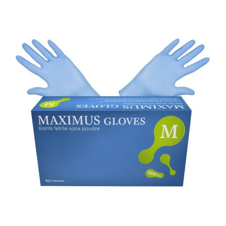 Gant Nitrile Bleu jetable Maximus S-M-L-XL